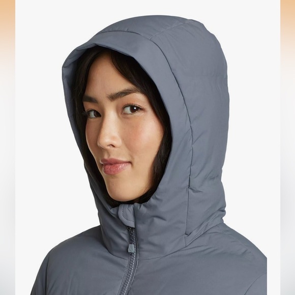 Eddie Bauer Blue Glacier Peak Seamless Down Long Puffer Parka Coat Small - Picture 3 of 12